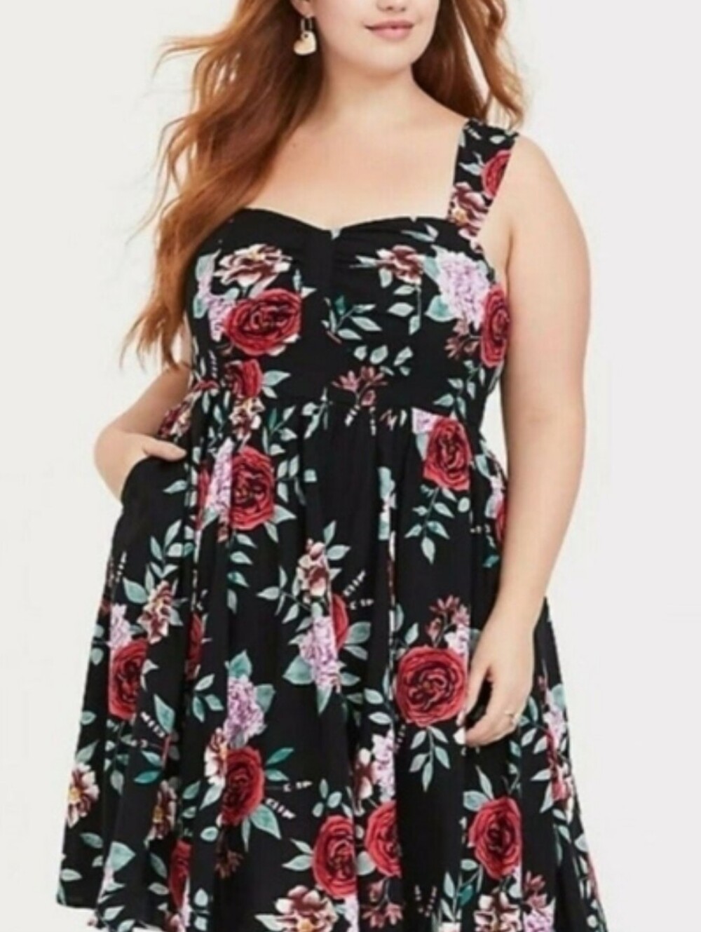 Torrid Black Floral Midi Dress Size 00